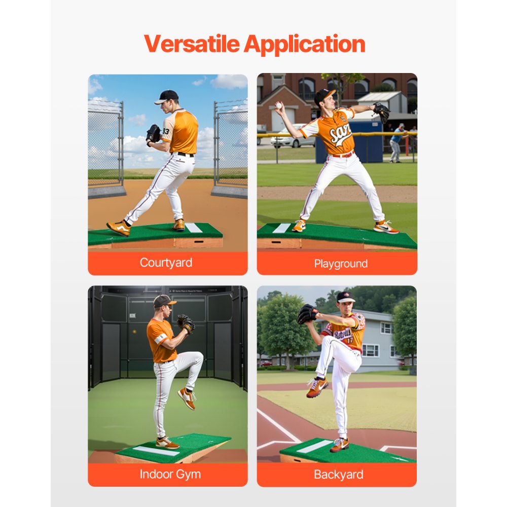 VEVOR Pitching Mound, Portable Baseball Pitcher's Mound, 85 in Indoor Outdoor Pitching Practice and Training Equipment, Softball Pitching Aids with Antifade Turf, Pitching Rubber, Adjustable Base