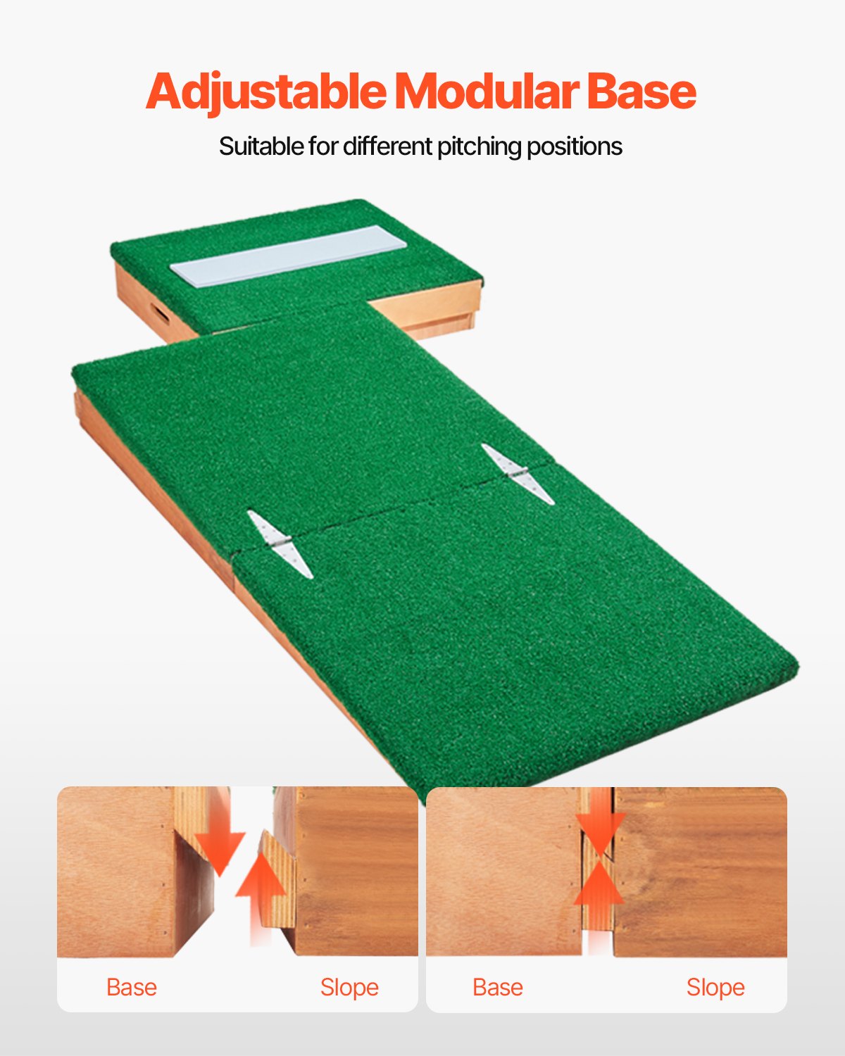 VEVOR Pitching Mound, Portable Baseball Pitcher's Mound, 85 in Indoor Outdoor Pitching Practice and Training Equipment, Softball Pitching Aids with Antifade Turf, Pitching Rubber, Adjustable Base