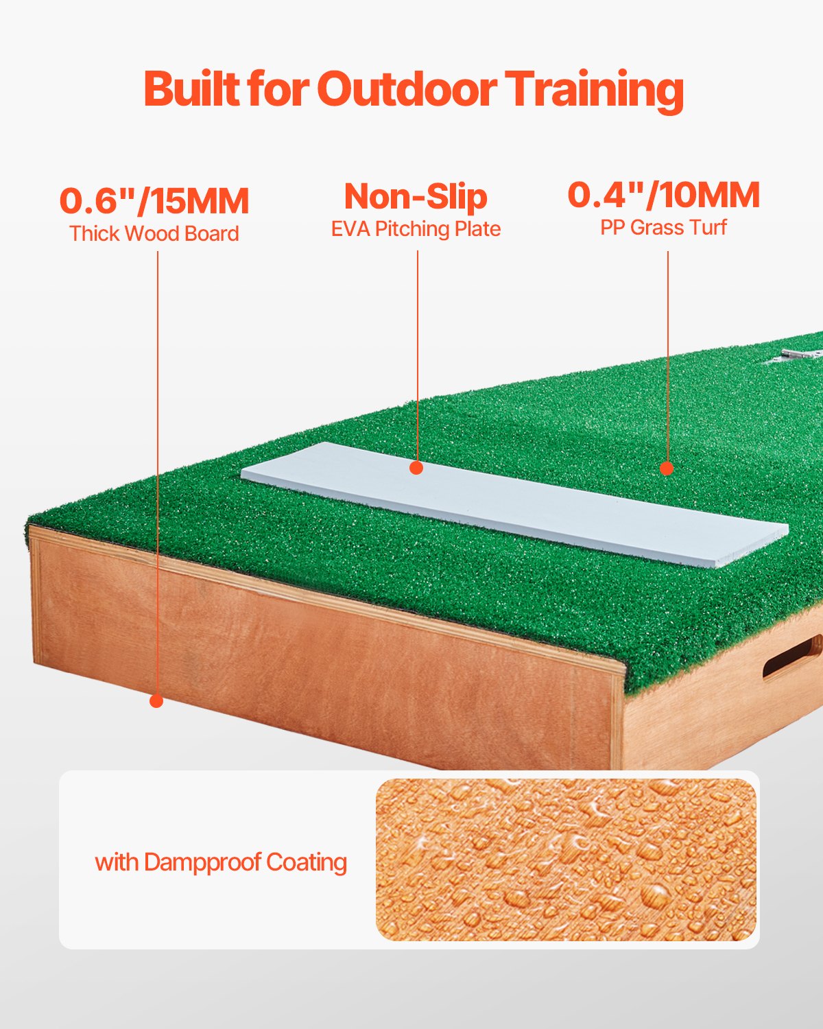 VEVOR Pitching Mound, Portable Baseball Pitcher's Mound, 85 in Indoor Outdoor Pitching Practice and Training Equipment, Softball Pitching Aids with Antifade Turf, Pitching Rubber, Adjustable Base