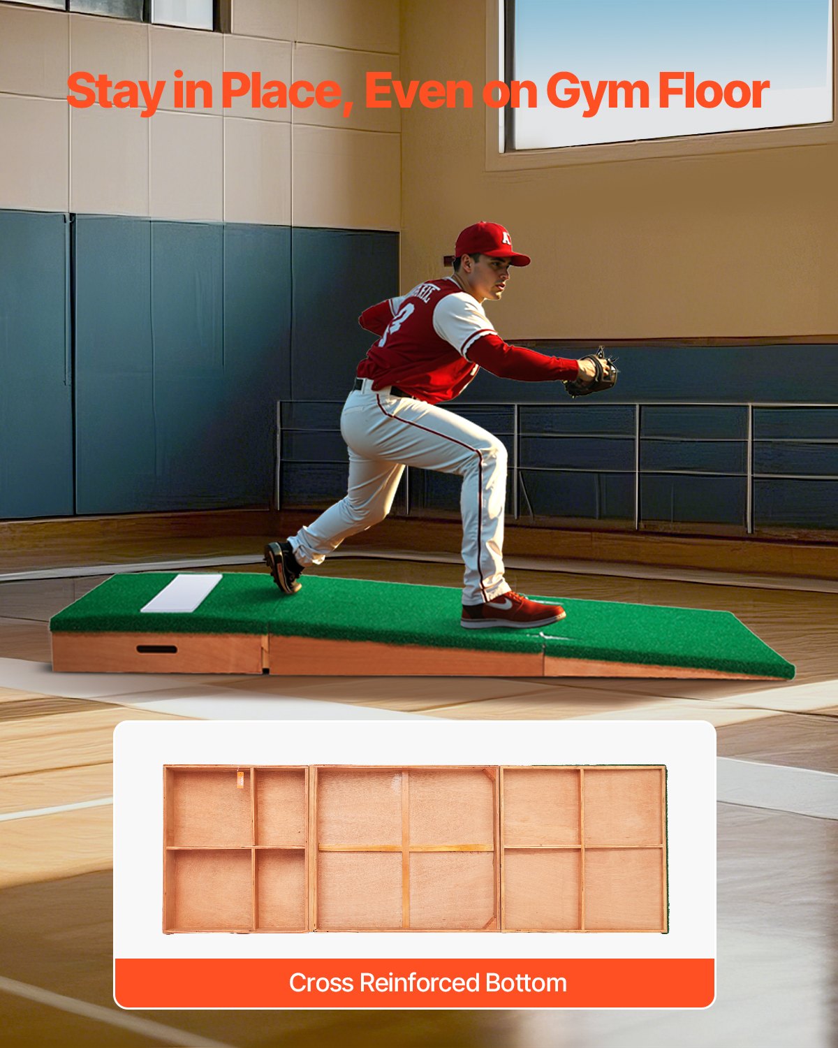 VEVOR Pitching Mound, Portable Baseball Pitcher's Mound, 85 in Indoor Outdoor Pitching Practice and Training Equipment, Softball Pitching Aids with Antifade Turf, Pitching Rubber, Adjustable Base