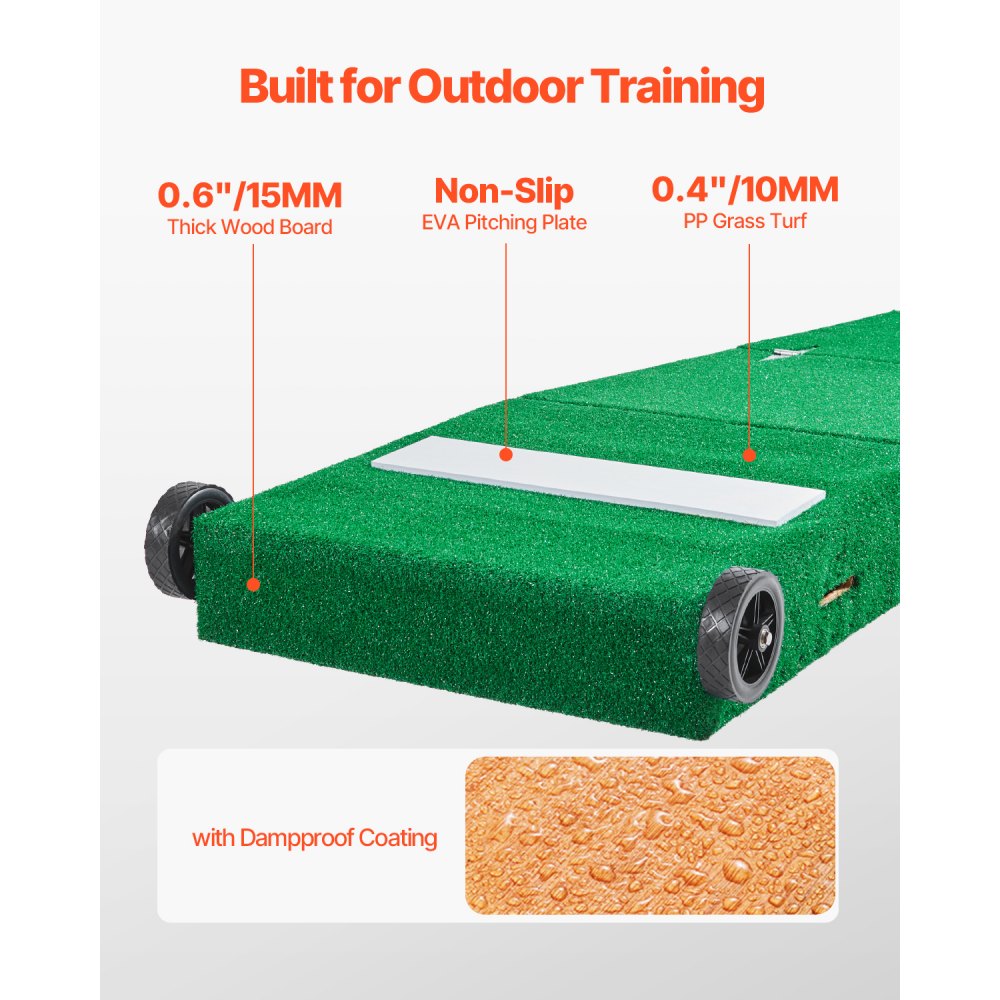 VEVOR Pitching Mound, Portable Baseball Pitcher's Mound, 90 in IIndoor Outdoor Pitching Practice and Training Equipment, Softball Pitching Aids with Antifade Turf, Pitching Rubber, Carry Handles
