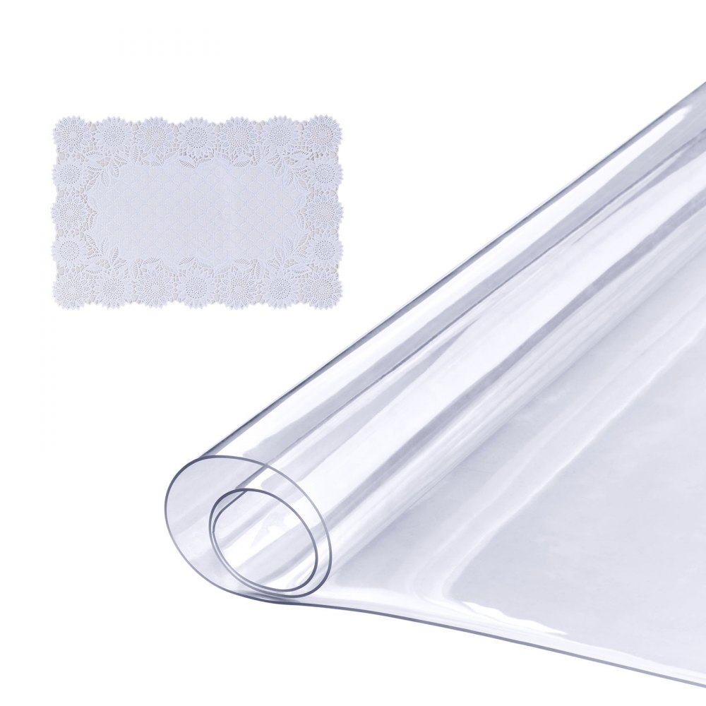 VEVOR Housse de protection transparente pour table, 91,4 x 182,9 cm, nappe en plastique PVC de 1,5 mm d'épaisseur, protection de bureau étanche pour bureau, table basse, table de salle à manger
