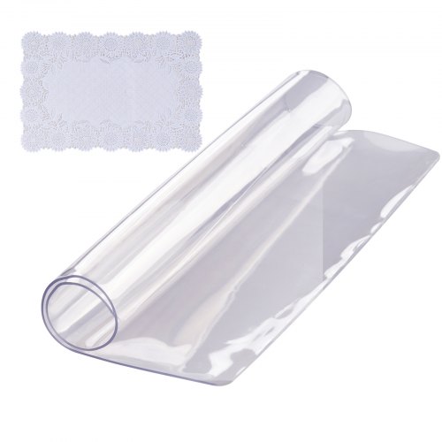 VEVOR Clear Table Cover Protector, 12" x12"/305 x 305 mm Table Cover, 1.5 mm Thick PVC Plastic Tablecloth, Waterproof Desktop Protector for Writing Desk, Coffee Table, Dining Room Table