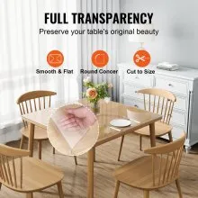 VEVOR Clear Table Cover Protector, 12" x 12"/305 x 305 mm Table Cover, 1.5 mm Thick PVC Plastic Tablecloth, Waterproof Desktop Protector for Writing Desk, Coffee Table, Dining Room Table