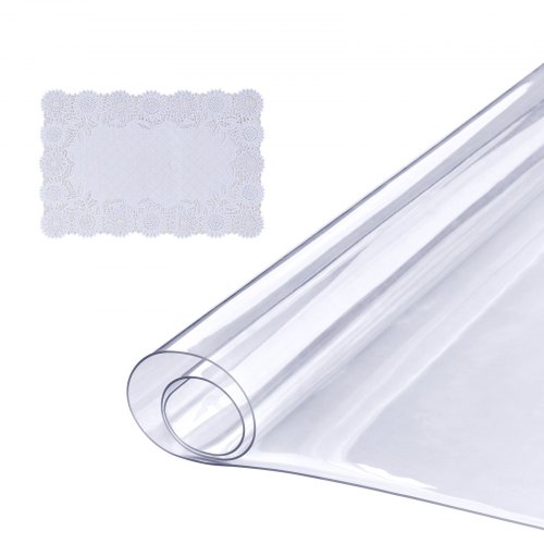 VEVOR Clear Table Cover Protector, 12" x 24"/306 x 614 mm Table Cover, 1.5 mm Thick PVC Plastic Tablecloth, Waterproof Desktop Protector for Writing Desk, Coffee Table, Dining Room Table
