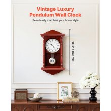 Grandfather Clock Vintage Pendulum Wall Clock 18 in with Quartz Movement
