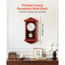 Grandfather Clock Vintage Pendulum Wall Clock 18 in with Quartz Movement