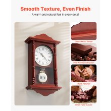 Grandfather Clock Vintage Pendulum Wall Clock 18 in with Quartz Movement