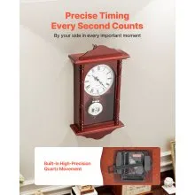 Grandfather Clock Vintage Pendulum Wall Clock 18 in with Quartz Movement