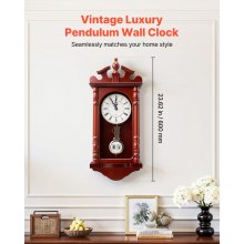 Grandfather Clock Vintage Pendulum Wall Clock 23.2 in with Quartz Movement