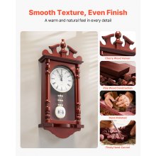 Grandfather Clock Vintage Pendulum Wall Clock 23.2 in with Quartz Movement