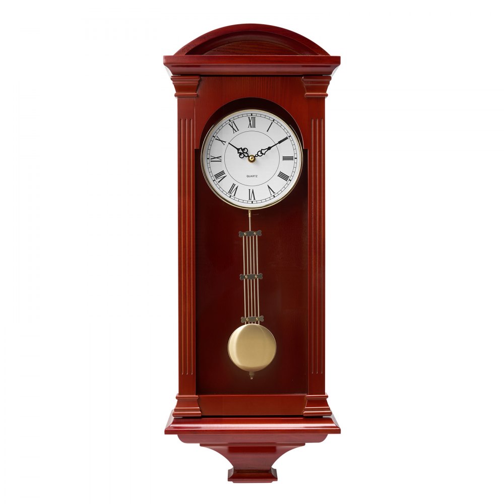 VEVOR Grandfather Clock, 678.2 mm Classic Vintage Pendulum Clock, Pine Wood & MDF Wall Clocks with Quartz Movement and Quiet Design, for Living Room, Bedroom, Home Decor & Gift (Cherry Tone Finish)