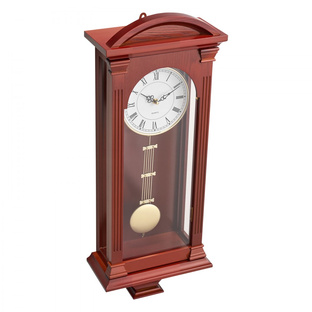 VEVOR Grandfather Clock, 678.2 mm Classic Vintage Pendulum Clock, Pine Wood & MDF Wall Clocks with Quartz Movement and Quiet Design, for Living Room, Bedroom, Home Decor & Gift (Cherry Tone Finish)