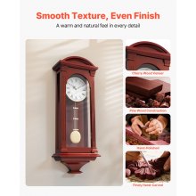 Grandfather Clock Vintage Pendulum Wall Clock 26.7 in with Quartz Movement