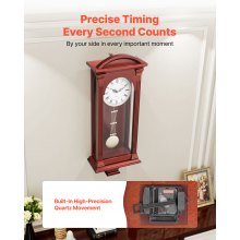 Grandfather Clock Vintage Pendulum Wall Clock 26.7 in with Quartz Movement