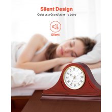 Grandfather Clock Silent Vintage Mantel Clock 6.4 in with Quartz Movement
