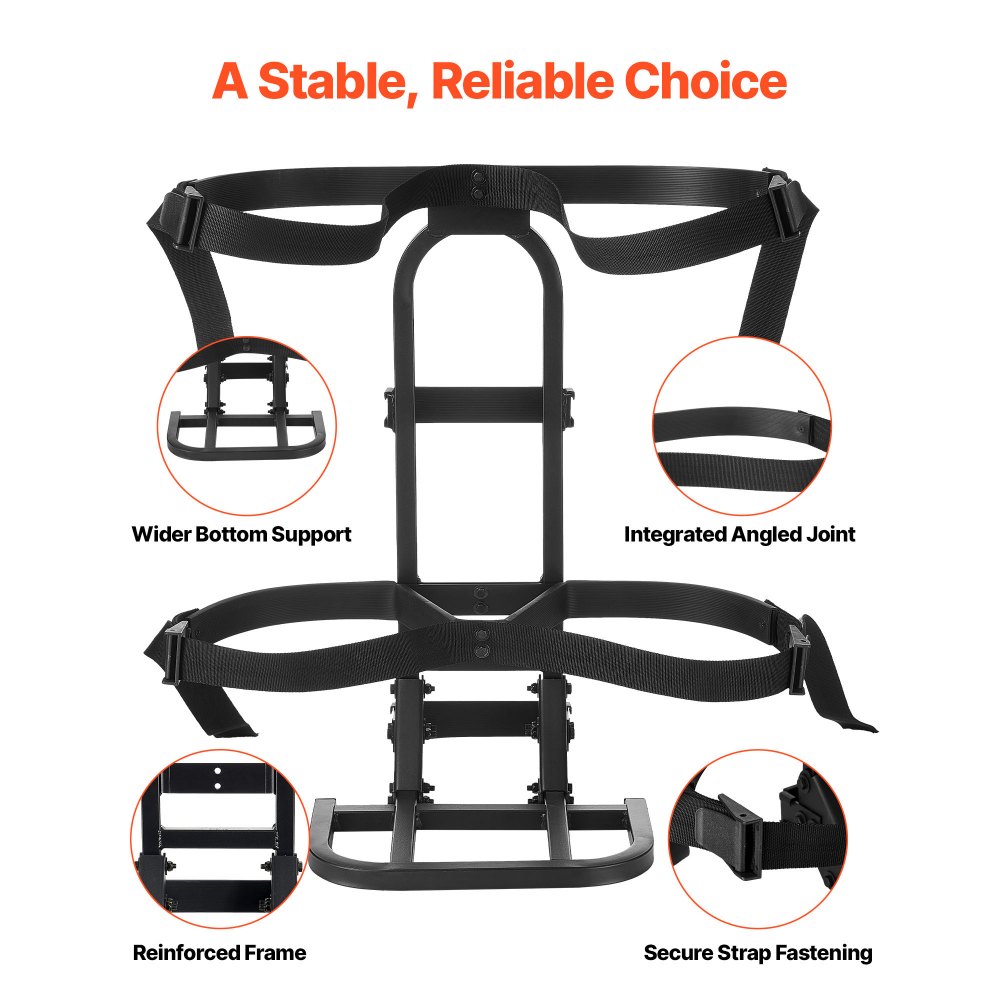 VEVOR Golf Cart Rear Seat Bag Holder, 688 x 395 x 755 mm, Compatible with Most Golf Carts with Rear Seat Grab Bar, Space-Saving Carbon Steel Bag Holder Bracket, No-Drilling Installation, Black