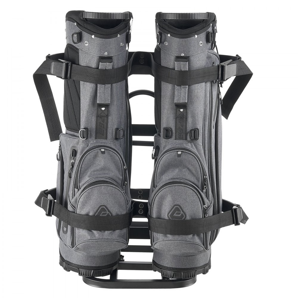 VEVOR Golf Cart Rear Seat Bag Holder, 688 x 395 x 755 mm, Compatible with Most Golf Carts with Rear Seat Grab Bar, Space-Saving Carbon Steel Bag Holder Bracket, No-Drilling Installation, Black
