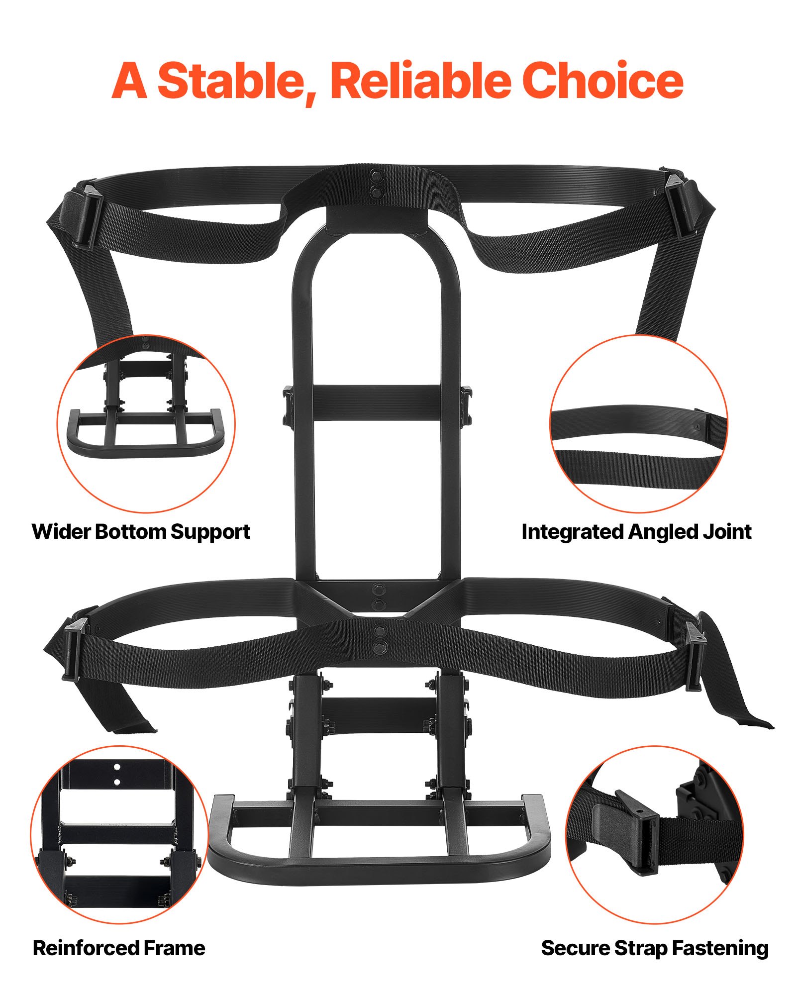 VEVOR Golf Cart Rear Seat Bag Holder, 688 x 395 x 755 mm, Compatible with Most Golf Carts with Rear Seat Grab Bar, Space-Saving Carbon Steel Bag Holder Bracket, No-Drilling Installation, Black