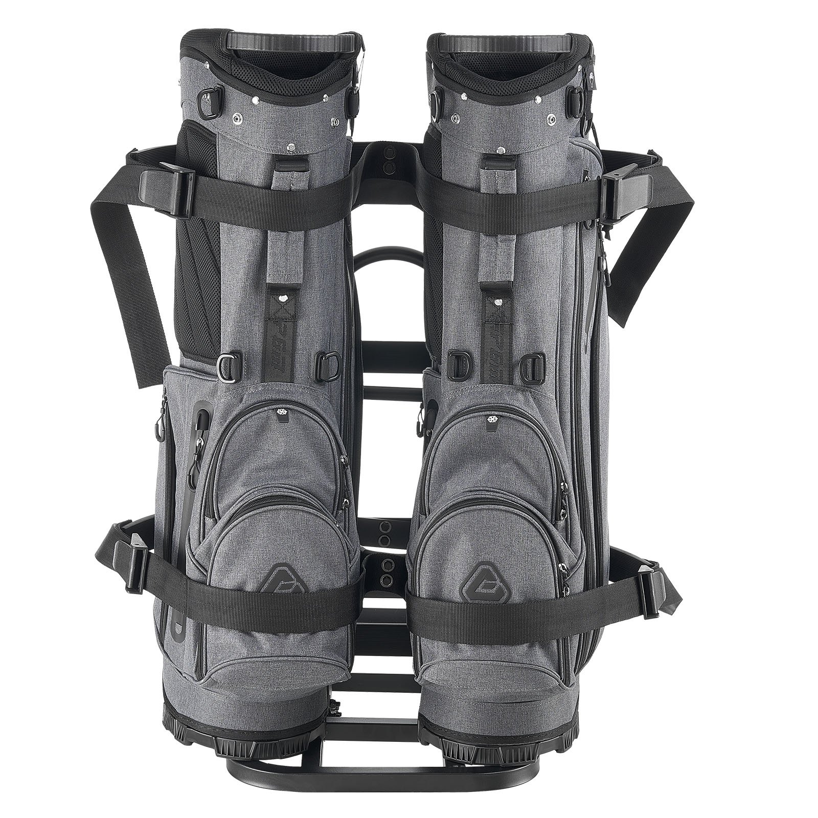 VEVOR Golf Cart Rear Seat Bag Holder, 688 x 395 x 755 mm, Compatible with Most Golf Carts with Rear Seat Grab Bar, Space-Saving Carbon Steel Bag Holder Bracket, No-Drilling Installation, Black