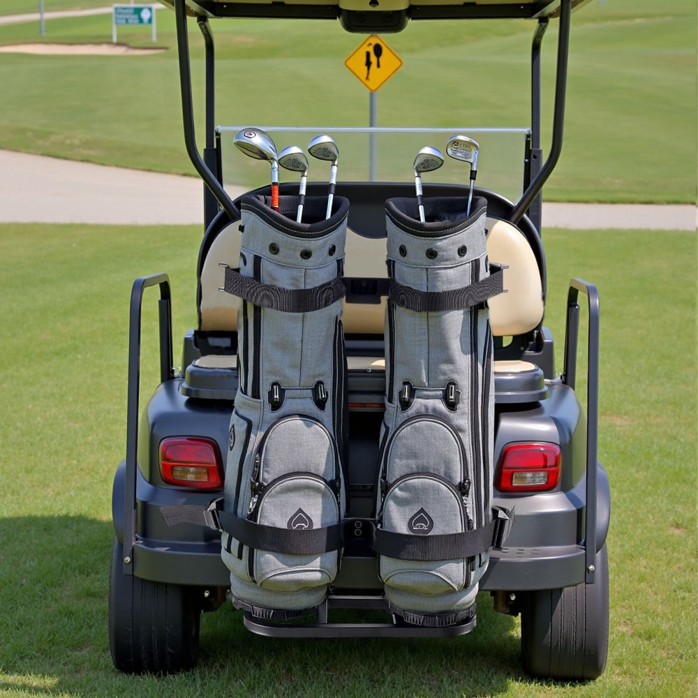 VEVOR Golf Cart Rear Seat Bag Holder, 705 x 410 x 785 mm, Compatible with Most Golf Carts with Rear Seat Grab Bar, Space-Saving Carbon Steel Bag Holder Bracket, No-Drilling Installation, Black