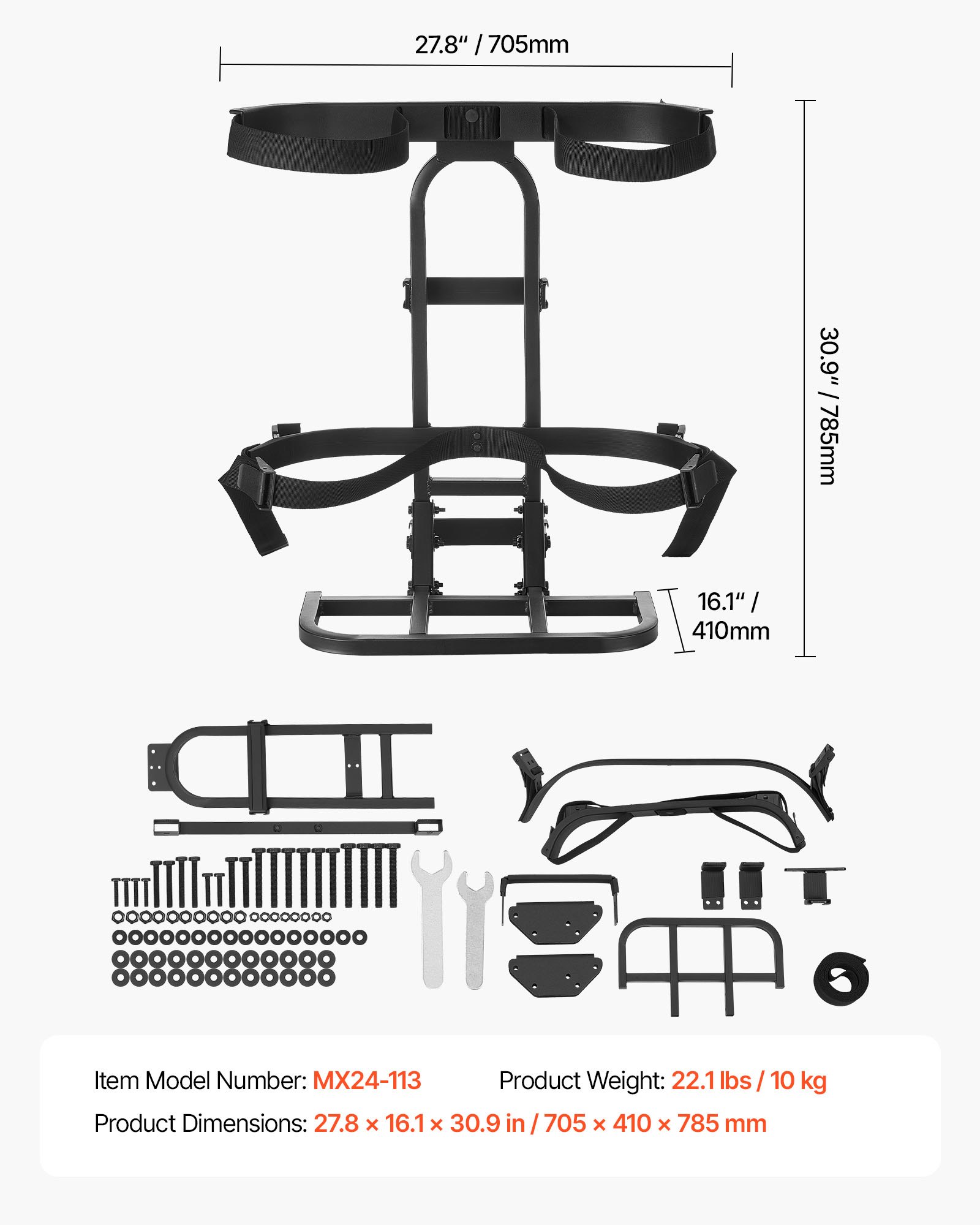 VEVOR Golf Cart Rear Seat Bag Holder, 705 x 410 x 785 mm, Compatible with Most Golf Carts with Rear Seat Grab Bar, Space-Saving Carbon Steel Bag Holder Bracket, No-Drilling Installation, Black