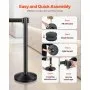 VEVOR Stanchion Post, 6 Pcs Crowd Control Barrier with 6 Retractable Belts, Carbon Steel Black Stanchion Post Queue with Sand Injection Hollow Base for Theaters, Parties, Weddings, Exhibitions, Black