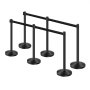 VEVOR Stanchion Post, 6 Pcs Crowd Control Barrier with 6 Retractable Belts, Carbon Steel Black Stanchion Post Queue with Sand Injection Hollow Base for Theaters, Parties, Weddings, Exhibitions, Black
