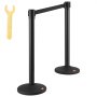 VEVOR Crowd Control Stanchions, 6-Pack Crowd Control Barriers with 3PCS 6.5FT Black Retractable Belts, Plastic Stanchion Queue Post, Belt Barriers Line Divider Stanchion Set for Airport, Exhibition