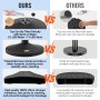 comparison of VEVOR crowd control stanchion with stable, fillable trapezoidal base vs. less durable competitors.