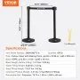 VEVOR Crowd Control Stanchion, 6-Pack Crowd Control Barrier, Carbon Steel Baking Painted Stanchion Queue Post with 3PCS 6.5FT Retractable Belt & Fillable Base, Belt Barrier Line Divider, Easy Assembly