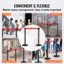 VEVOR Crowd Control Stanchions, 2-Pack Crowd Control Barriers, Carbon Steel Baking Painted Stanchion Queue Post with 11FT Red Retractable Belt, Belt Barriers Line Divider for Exhibition, Airport