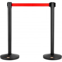 VEVOR Crowd Control Stanchions, 2-Pack Crowd Control Barriers, Carbon Steel Baking Painted Stanchion Queue Post with 11FT Red Retractable Belt, Belt Barriers Line Divider for Exhibition, Airport