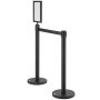 VEVOR Crowd Control Stanchions, 6-Pack Crowd Control Barriers, Carbon Steel Baking Painted Stanchion Queue Post with Sign Holder & 3PCS 6.5FT Retractable Belt, Belt Barrier Line Divider, Easy Assembly