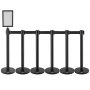 VEVOR Crowd Control Stanchions, 6-Pack Crowd Control Barriers, Carbon Steel Baking Painted Stanchion Queue Post with Sign Holder & 3PCS 6.5FT Retractable Belt, Belt Barrier Line Divider, Easy Assembly