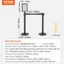 VEVOR Crowd Control Stanchions, 6-Pack Crowd Control Barriers, Carbon Steel Baking Painted Stanchion Queue Post with Sign Holder & 3PCS 6.5FT Retractable Belt, Belt Barrier Line Divider, Easy Assembly
