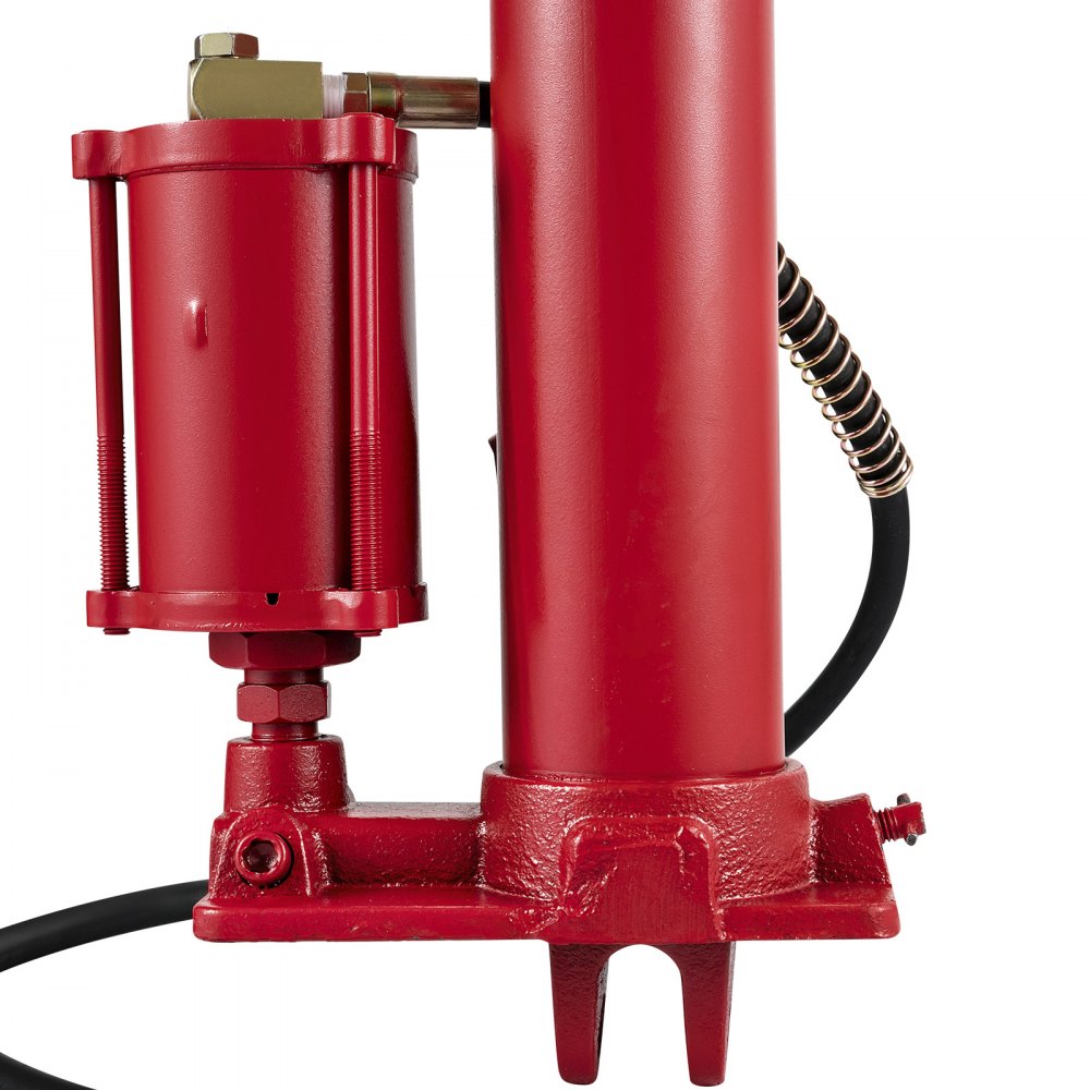 VEVOR Hydraulic/Pneumatic Long Ram Jack, 8 Tons/17363 lbs Capacity, with Single Piston Pump and Clevis Base, Manual Cherry Picker with Handle, for Garage/Shop Cranes, Engine Lift Hoist, Red
