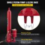 VEVOR Hydraulic/Pneumatic Long Ram Jack, 8 Tons/17363 lbs Capacity, with Single Piston Pump and Clevis Base, Manual Cherry Picker w/Handle, for Garage/Shop Cranes, Engine Lift Hoist, Red