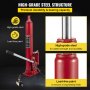 VEVOR Hydraulic/Pneumatic Long Ram Jack, 8 Tons/17363 lbs Capacity, with Single Piston Pump and Clevis Base, Manual Cherry Picker w/Handle, for Garage/Shop Cranes, Engine Lift Hoist, Red