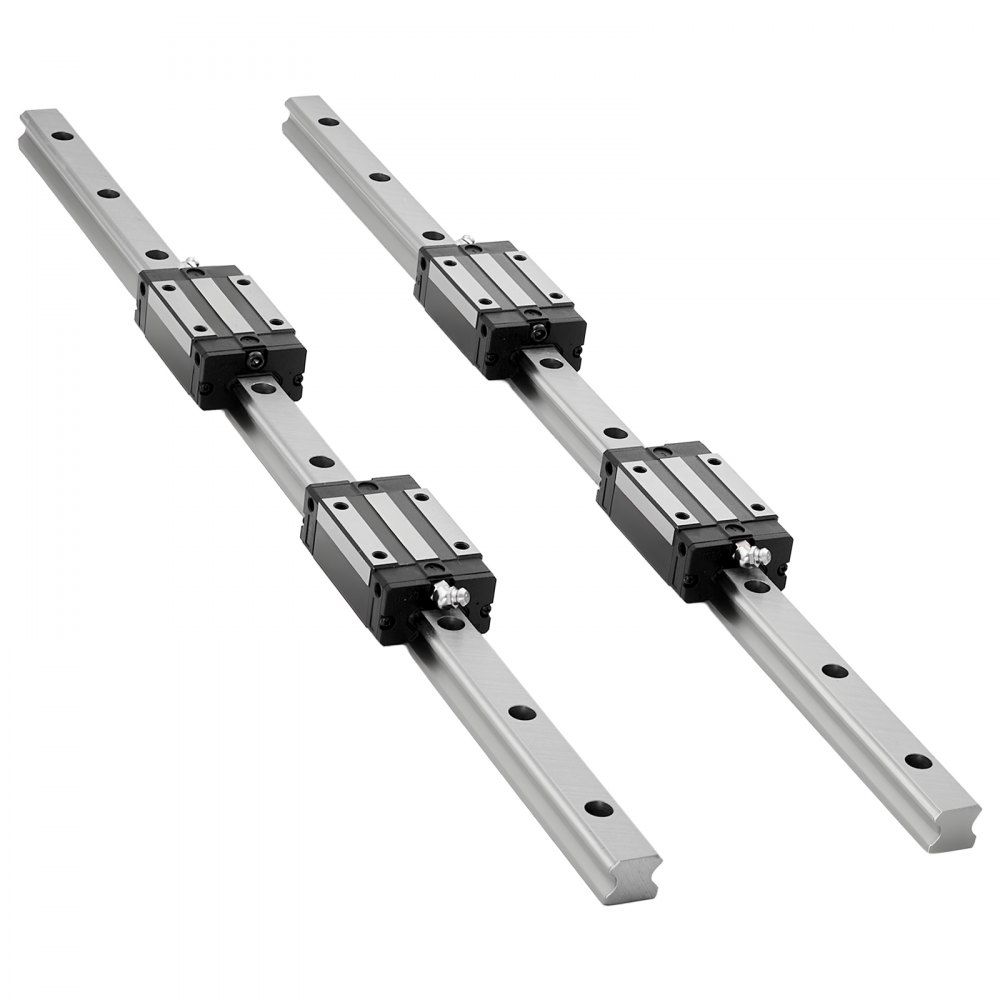 VEVOR Linear Rail Guide Kit, HGR20, 2PCS 600 mm (23.62 inch) Linear Rails and 1PCS Ball Screw, 4PCS Slide Blocks, with BF12/BK12 End Support, Coupling, and Nut Housing, for DIY CNC Routers Lathes