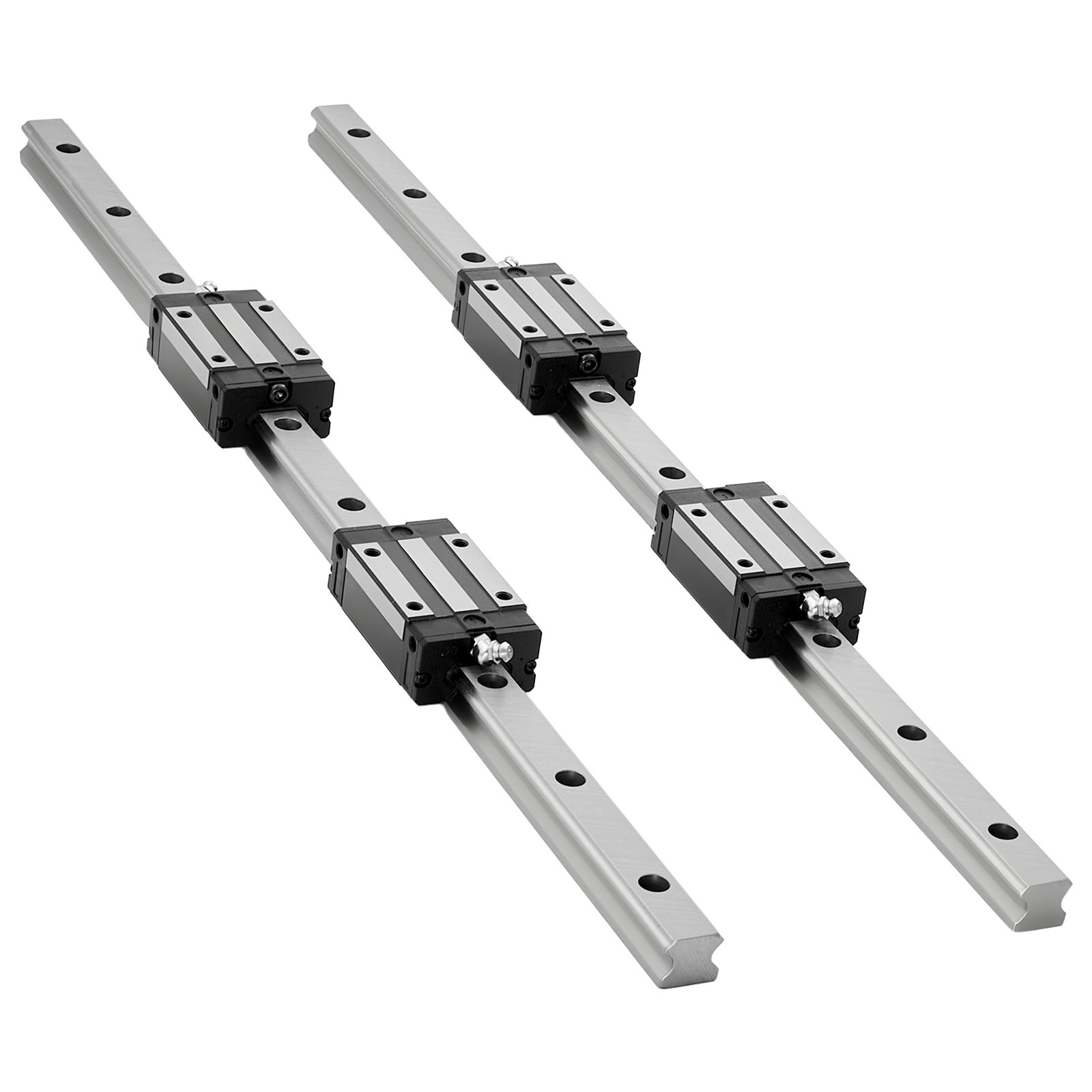 VEVOR Linear Rail Guide Kit, HGR20, 2PCS 600 mm (23.62 inch) Linear Rails and 1PCS Ball Screw, 4PCS Slide Blocks, with BF12/BK12 End Support, Coupling, and Nut Housing, for DIY CNC Routers Lathes