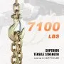 VEVOR G80 Transport Binder Chain, 3/8" x 2.9' 2-Pack Tow Chain with Clevis Snap Hook, 7100 lbs Safe Working Load, Heavy Duty Logging Chain for Transporting Towing Truck Tie Down Binding Equipment