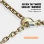 VEVOR G80 Transport Binder Chain, 3/8" x 2.9' 2-Pack Tow Chain with Clevis Snap Hook, 7100 lbs Safe Working Load, Heavy Duty Logging Chain for Transporting Towing Truck Tie Down Binding Equipment
