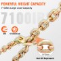 VEVOR Transport Binder Chain, 7100 lbs Working Load Limit, 3/8'' x 20' G80 Tow Chain Tie Down with Grab Hooks, DOT Certified, Galvanized Coating Manganese Steel for Dock Factory Construction Site