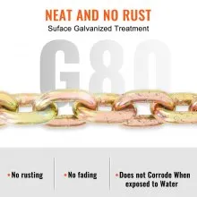 VEVOR Transport Binder Chain, 7100 lbs Working Load Limit, 3/8'' x 20' G80 Tow Chain Tie Down with Grab Hooks, DOT Certified, Galvanized Coating Manganese Steel for Dock Factory Construction Site