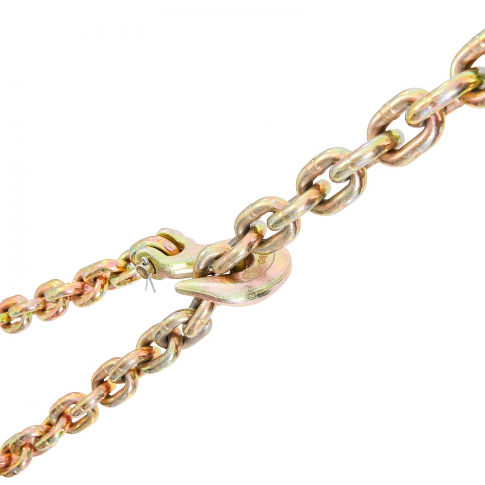 VEVOR Transport Binder Chain, 3220 kg Working Load Limit, 3/8''x20' G80 Tow Chain Tie Down with Grab Hooks, DOT Certified, Galvanized Coating Manganese Steel for Dock Factory Construction Site, 2 Pack