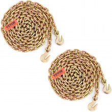 VEVOR Transport Binder Chain, 7100lbs Working Load Limit, 3/8''x20' G80 Tow Chain Tie Down with Grab Hooks, DOT Certified, Galvanized Coating Manganese Steel for Dock Factory Construction Site, 2 Pack