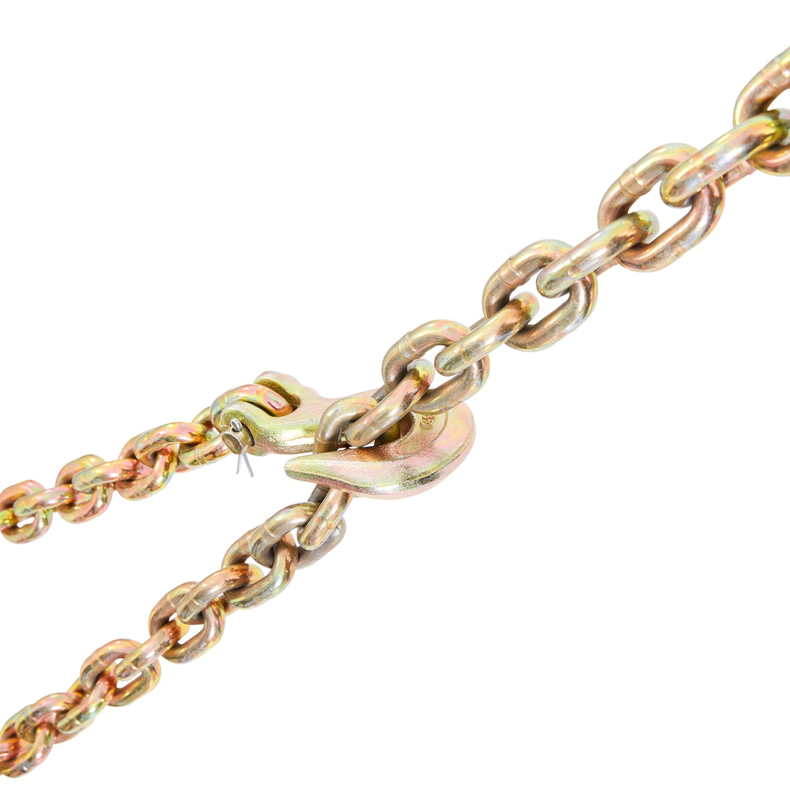 VEVOR Transport Binder Chain, 3218.07 kg Working Load Limit, 9.53 mm x 6.10 m G80 Tow Chain Tie Down with Grab Hooks, DOT Certified, Galvanized Coating Manganese Steel for Dock Factory Construction Site, 2 Pack