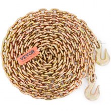 VEVOR Transport Binder Chain, 4900 lbs Working Load Limit, 5/16'' x 20' G80 Tow Chain Tie Down with Grab Hooks, DOT Certified, Galvanized Coating Manganese Steel for Dock Factory Construction Site