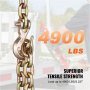 VEVOR Binder Chain G80 Tie Down Tow Chain with Two Hooks 8 mm x 433 cm 2.22T